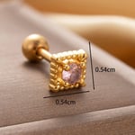 Pink / 1 Piece Simple Series Classic Square Copper  Gold Color Zircon Women's Stud Earrings Picture2